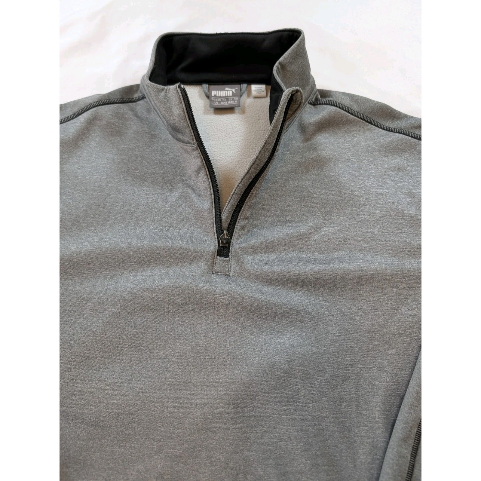 Puma Golf Mens Lg 1/4 Zip Pullover Fleece Lined Grey Long Sleeve — image 2 of 8